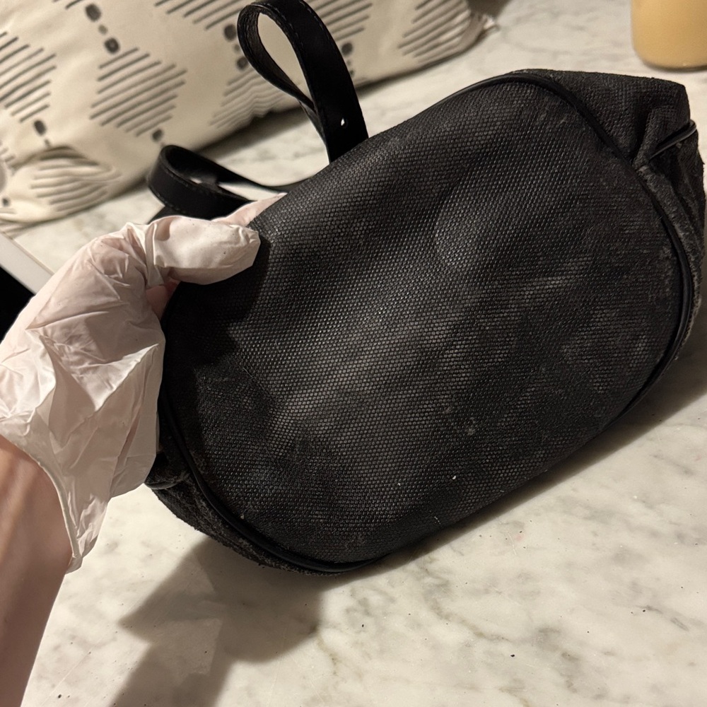 Fendi Black Canvas and Leather Drawstring Shoulder Bag - Picture 12 of 14